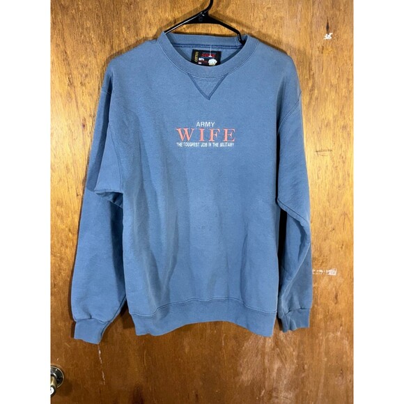 Vintage Army Wife Toughest‎ Job In Military Crewneck Sweater Women’s Medium USA - Picture 1 of 9